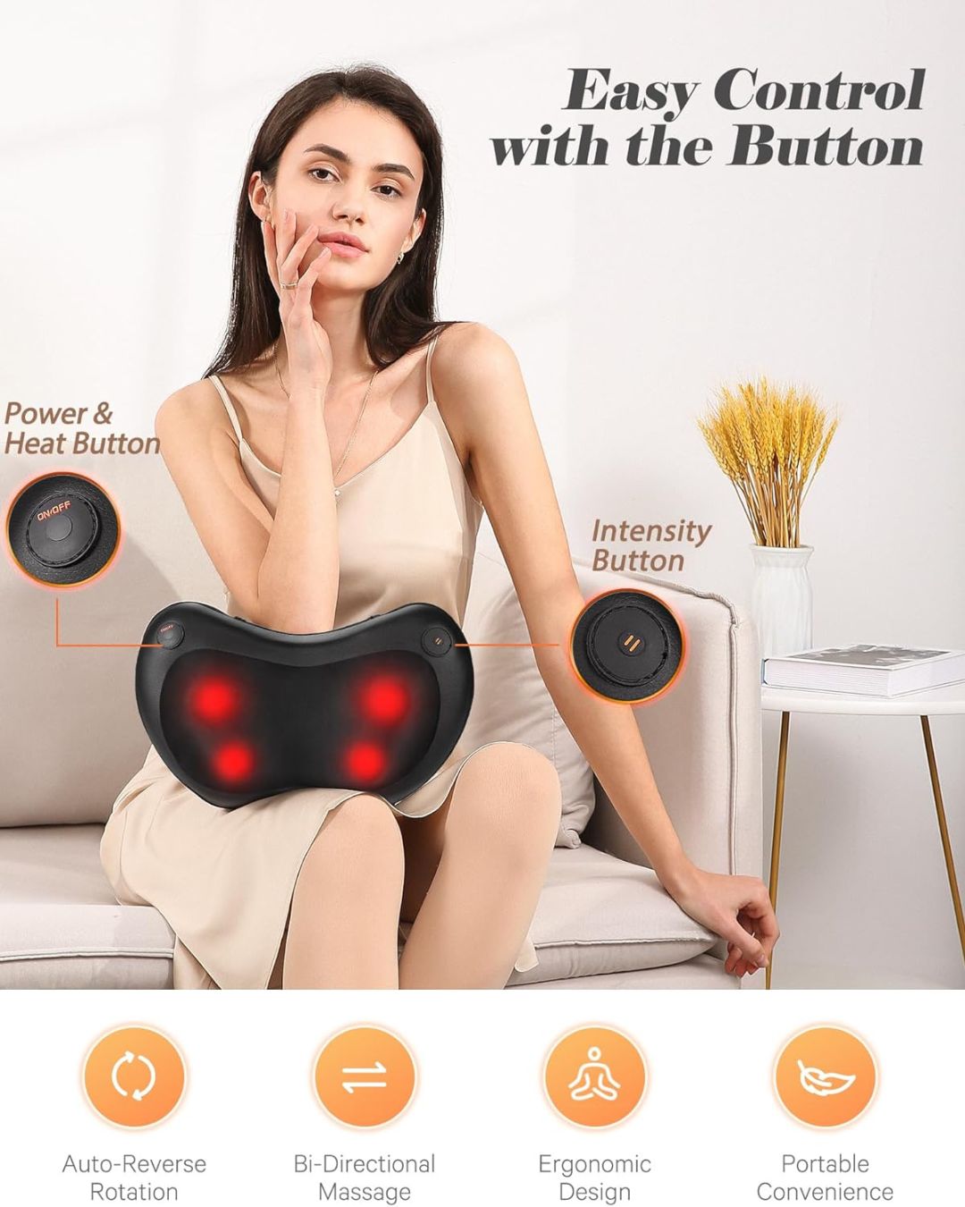 🚗🏠 Infrared Neck & Back Massager with Heat – For Home & Car