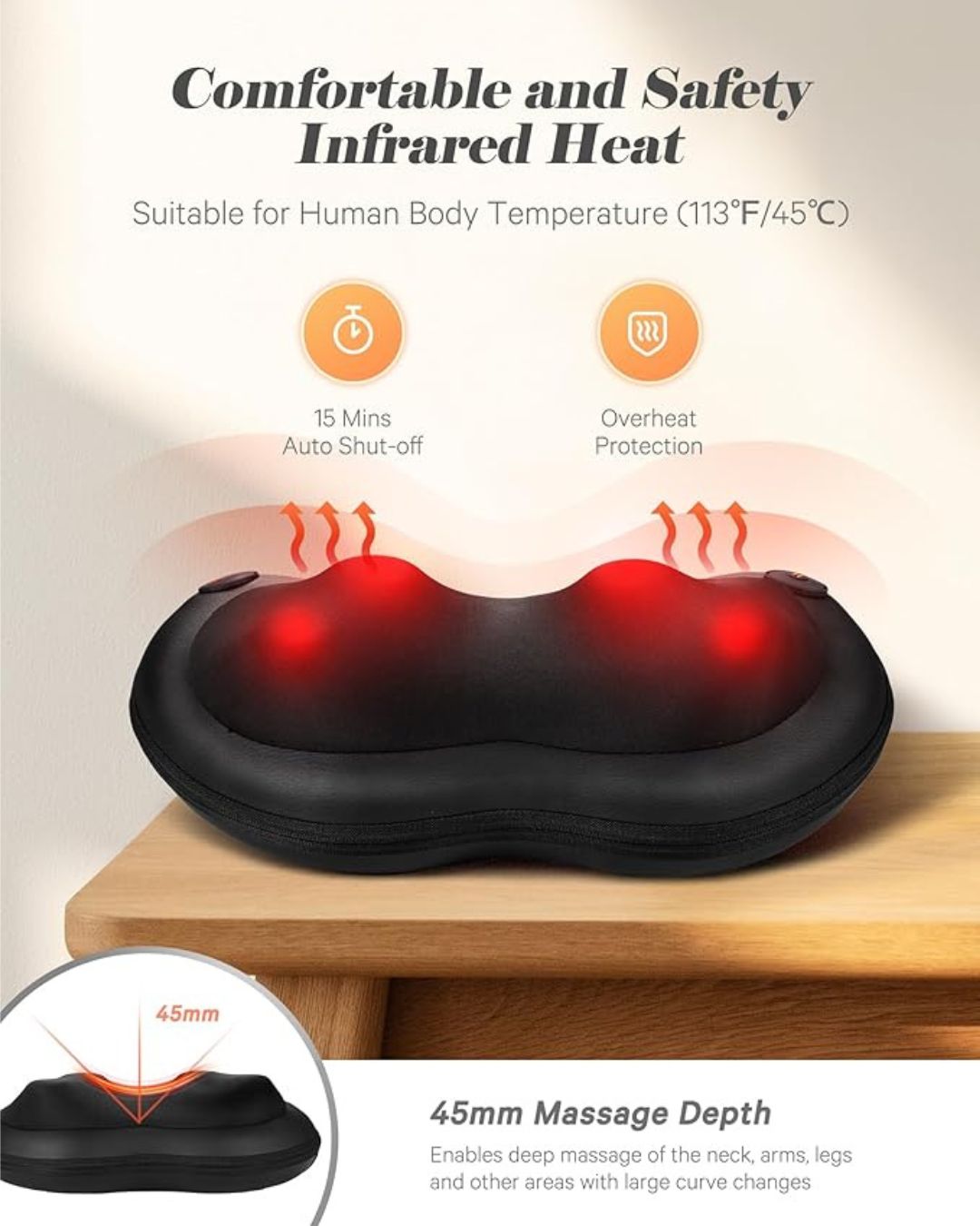 🚗🏠 Infrared Neck & Back Massager with Heat – For Home & Car