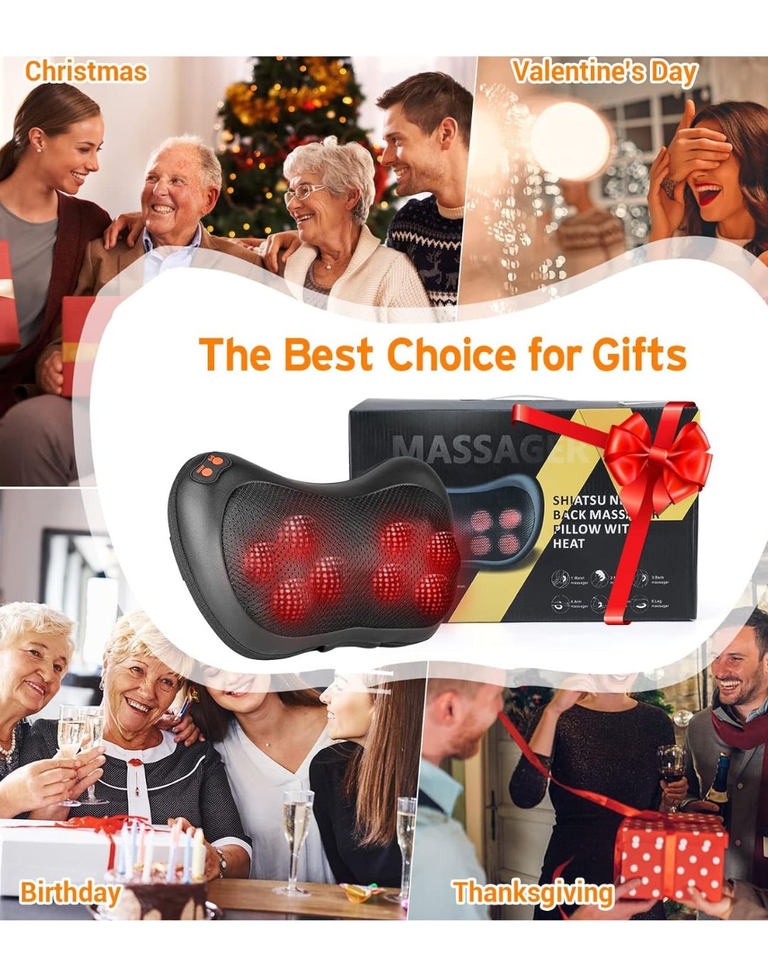 🚗🏠 Infrared Neck & Back Massager with Heat – For Home & Car