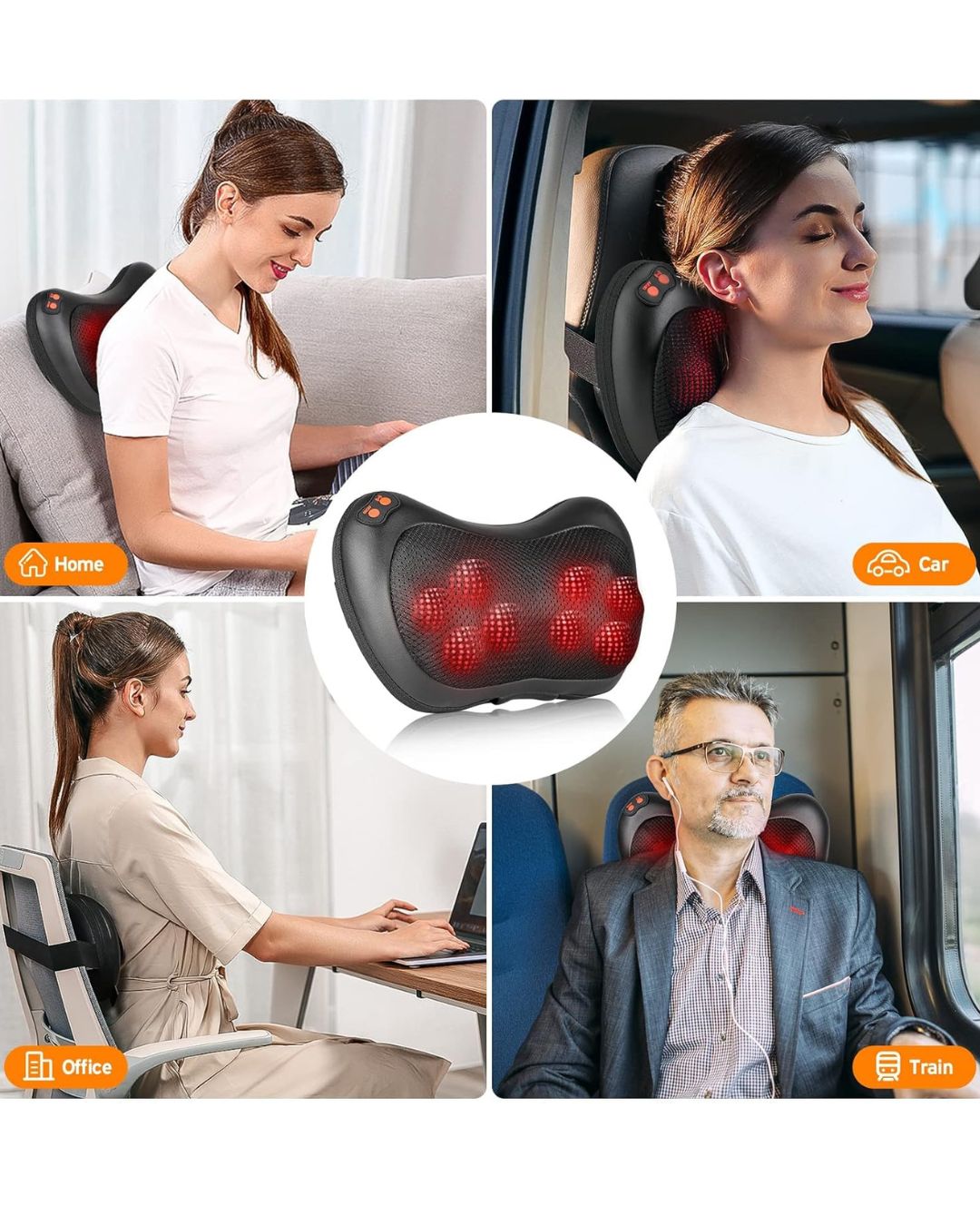 🚗🏠 Infrared Neck & Back Massager with Heat – For Home & Car