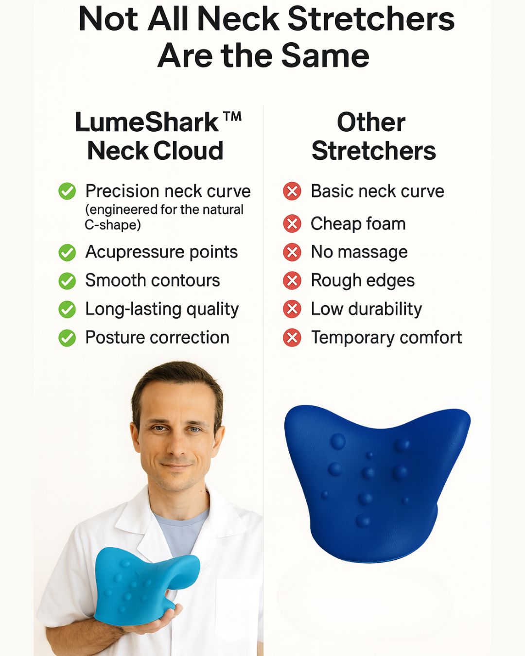 LumeShark™  Neck Cloud (Neck & Shoulder Stretcher) – Fast Relief & Muscle Release